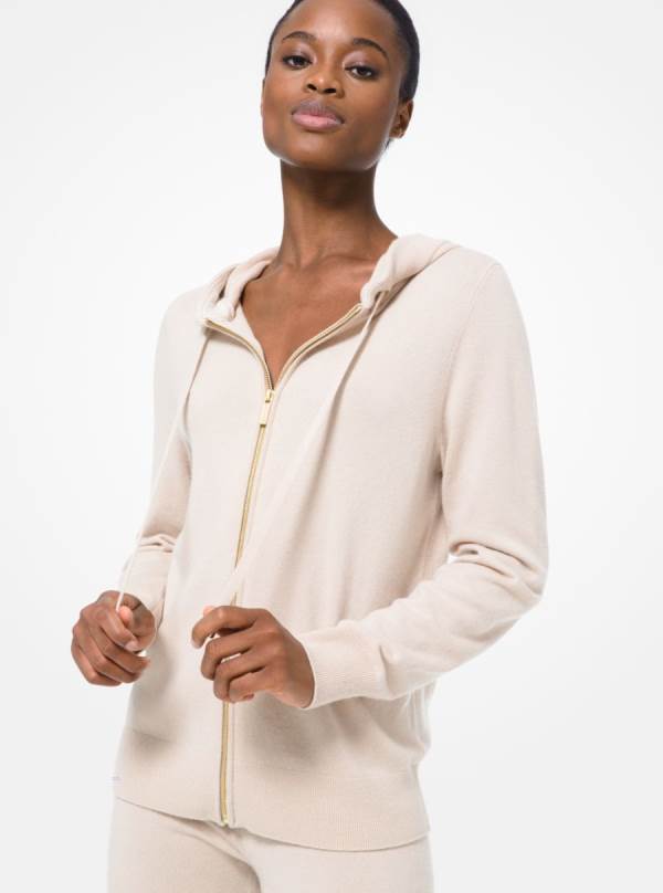 Damske Mikiny S Kapucňou Michael Kors Wool Blend Zip-Up Biele - Oblecenie Michael Kors Akcia | KGEUT-5687